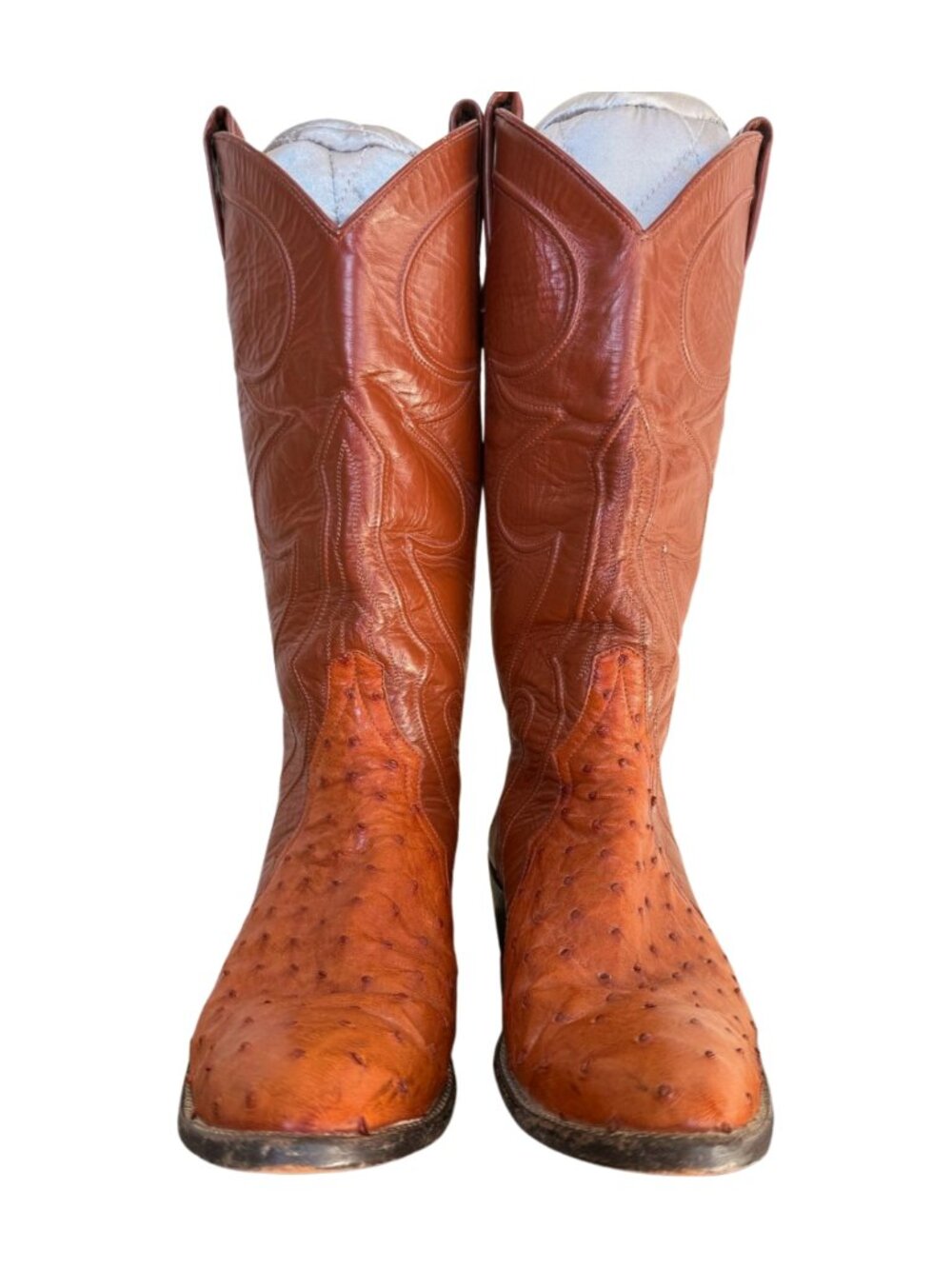 Vintage 70s Larry Mahan Ostrich Cowboy Boots Brown Leather Western Size 8B USA - Picture 4 of 9